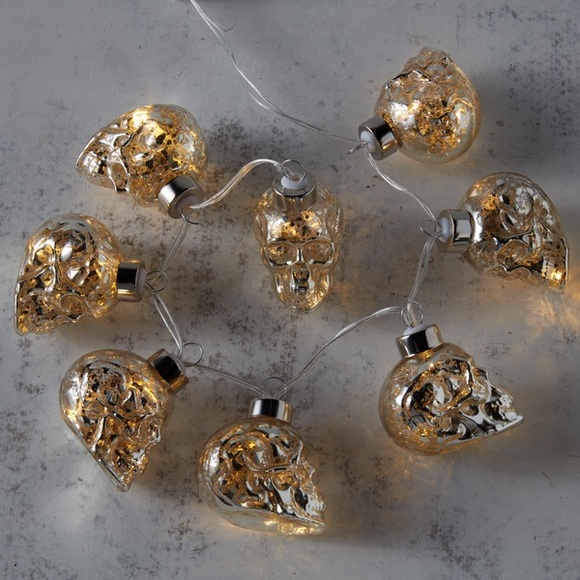 Z Gallerie Holiday Z Gallerie Spooky Shiny Silver Led Glass Skull